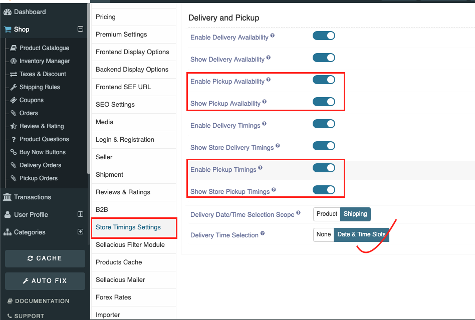 Enable pickup availability